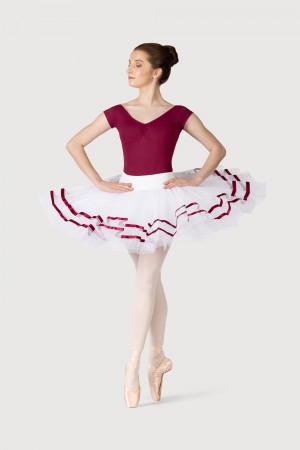 Falda Bloch Nadia Ribbon ½ Tutu Mujer White/Burgundy | CLJVR84535