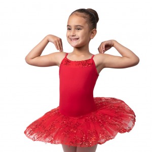 Leotardos Bloch Perlaida' Sequin Overlay Tutu Niños Rojas | DCLVO66092