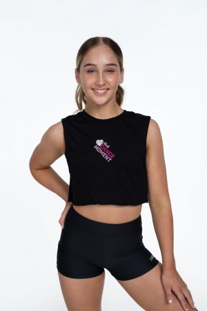 Tops Bloch Flo Active Crop Muscle Niños Negras | TCLWZ88754