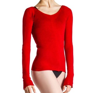 Tops Bloch Kara Long Sleeve V Mujer Rojas | CLZDE90545