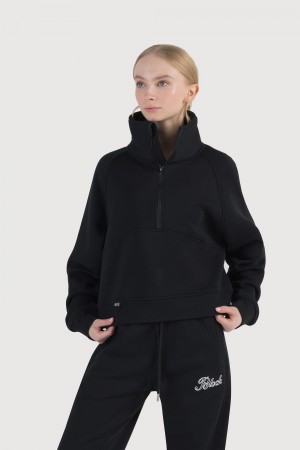 Tops Bloch Off-Duty Cropped Terry Zip Sweat Mujer Midnight | TCLPQ90001