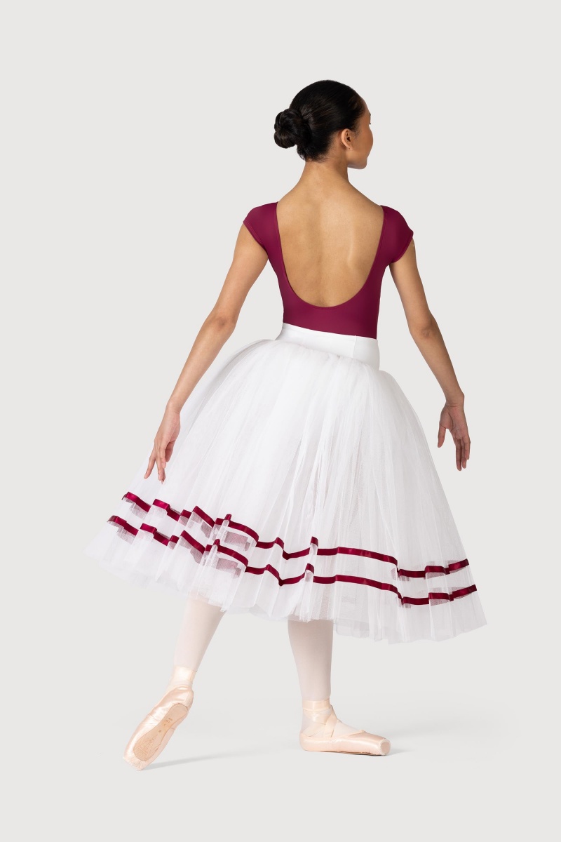 Falda Bloch Giselle Ribbon Romantic ½ Tutu Mujer White/Burgundy | CLCVG49533