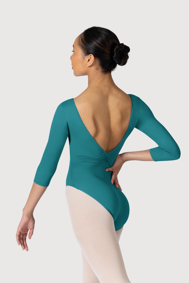 Leotardos Bloch Microlux™ Nona Gathered Front & Back Sleeve Mujer Teal | CLJZR11117