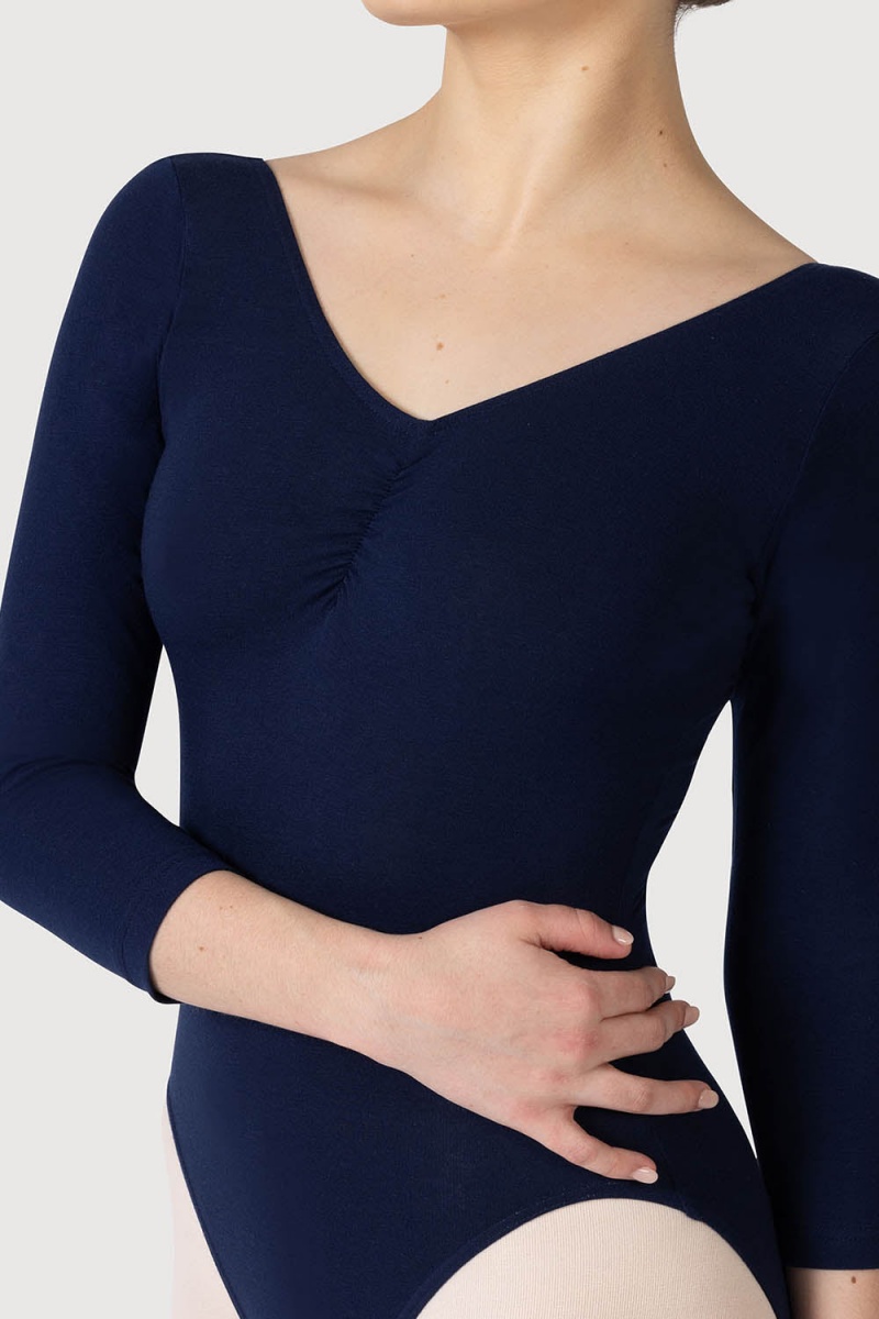 Leotardos Bloch Page Gathered ¾ Sleeve Mujer Azul Marino | XCLBH20611