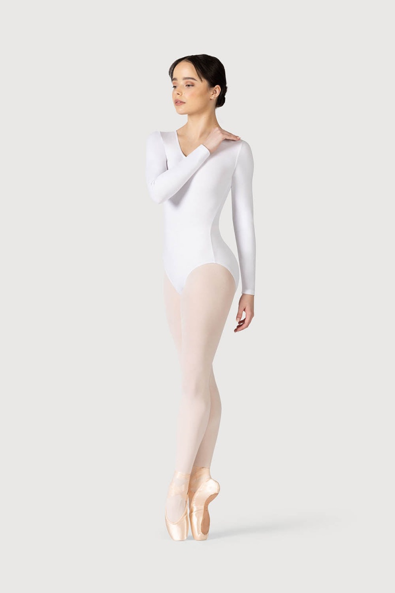 Leotardos Bloch Parla Gathered Long Sleeve Mujer Blancas | TCLPQ13972