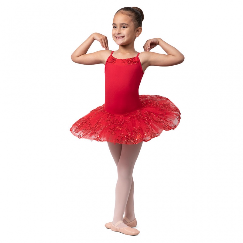 Leotardos Bloch Perlaida' Sequin Overlay Tutu Niños Rojas | DCLVO66092