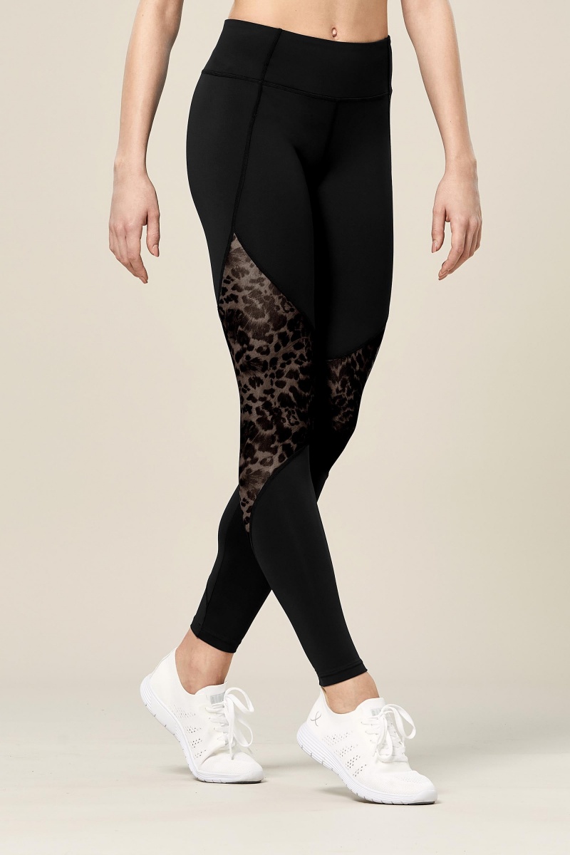 Pantalones Bloch Ezra Animal Printed Mesh Panelled Full Length Tight Mujer Negras | DCLKV15149