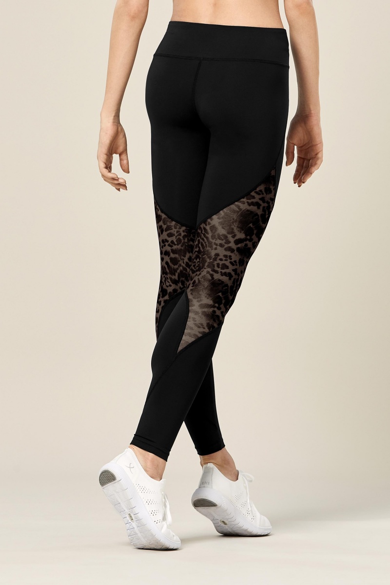 Pantalones Bloch Ezra Animal Printed Mesh Panelled Full Length Tight Mujer Negras | DCLKV15149