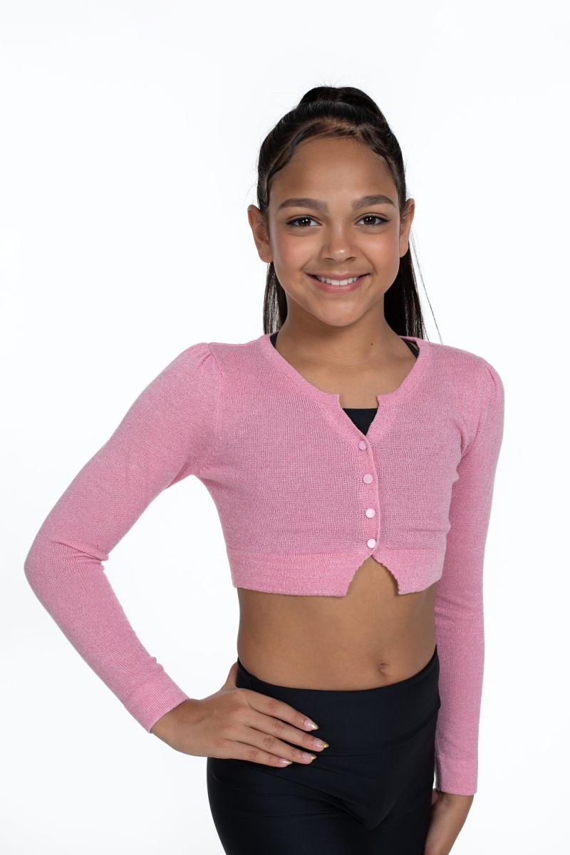 Tops Bloch Flo Active Erin Lurex Knit Cardigan Niños Rosas | CLJZR20637