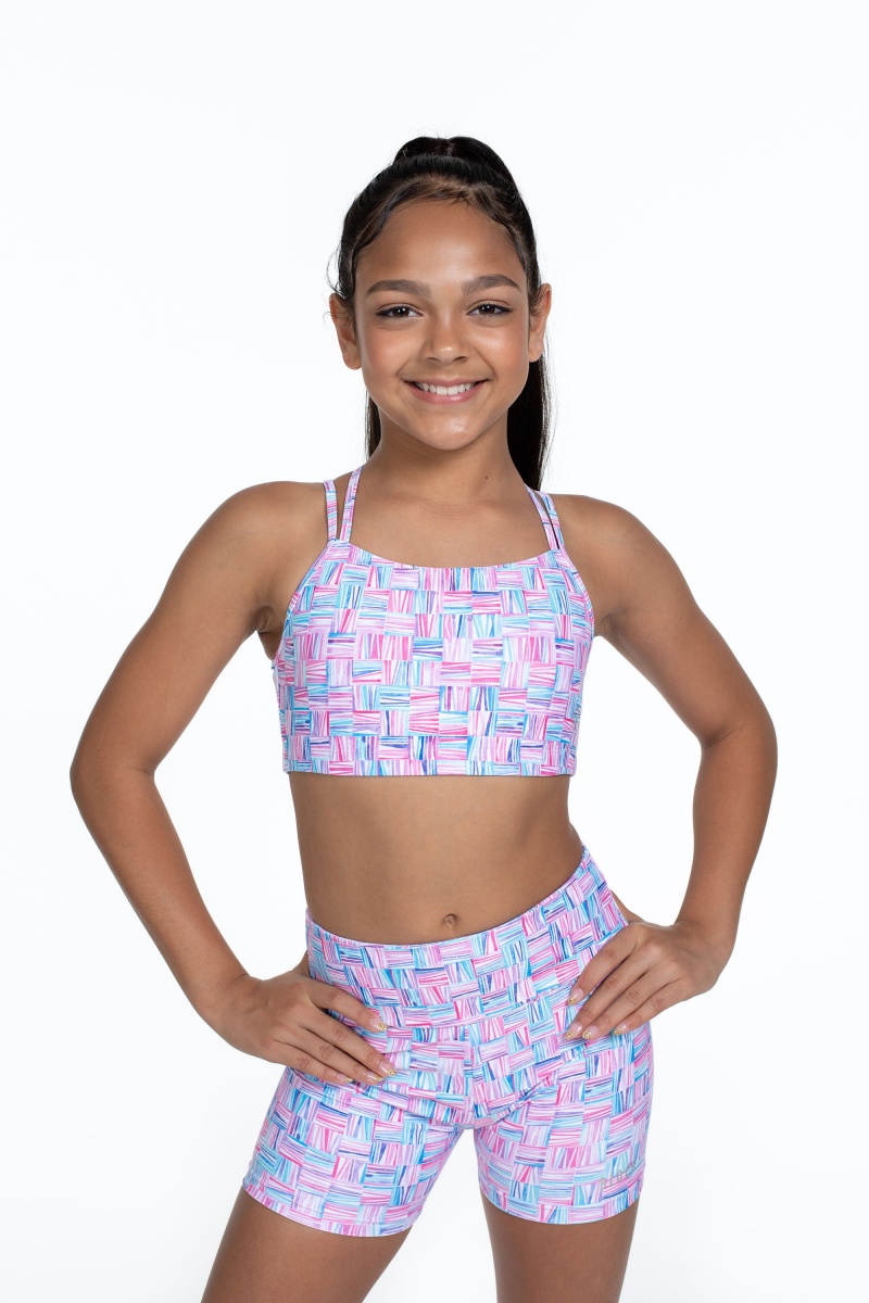 Tops Bloch Flo Active Remi Criss Cross Back Bra Niños Geo Cubes | CLQAV81286