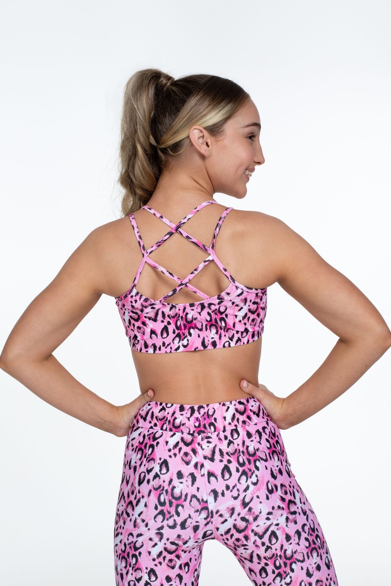 Tops Bloch Flo Active Remi Criss Cross Back Bra Niños Leopardo | MCLFT50148