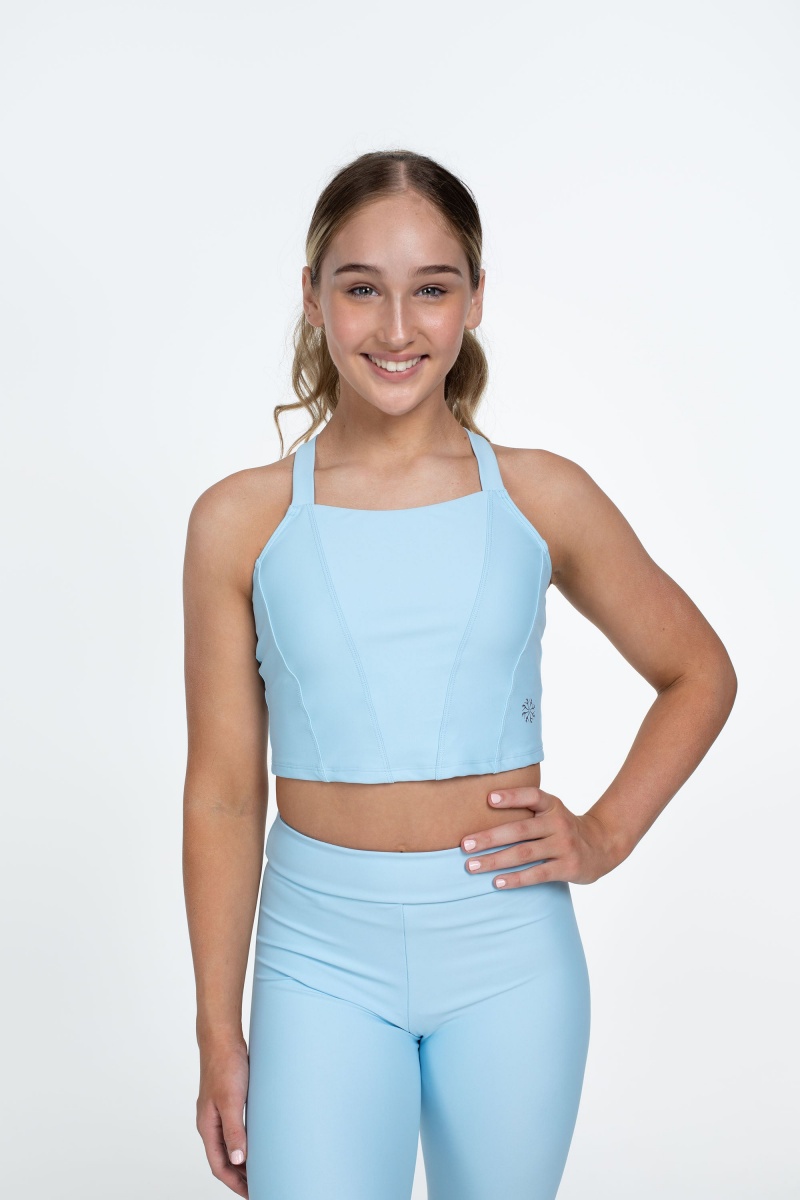 Tops Bloch Flo Active Shelby Seamed Cross Back Niños Sky | CLQAV87275