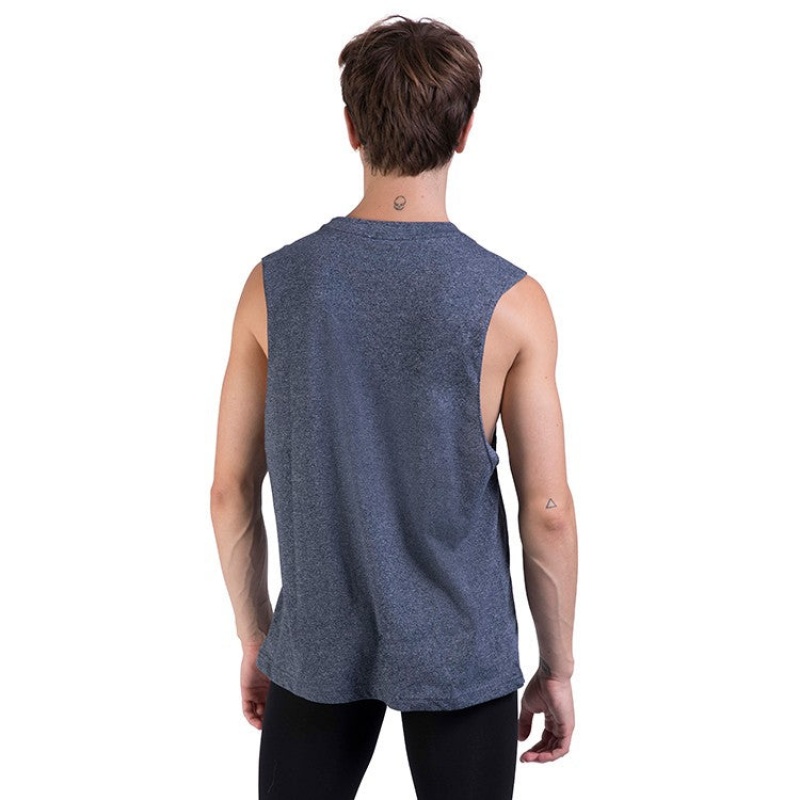 Tops Bloch Harris Relaxed Drop Arm Muscle Hombre Azul Marino | XCLGW31067