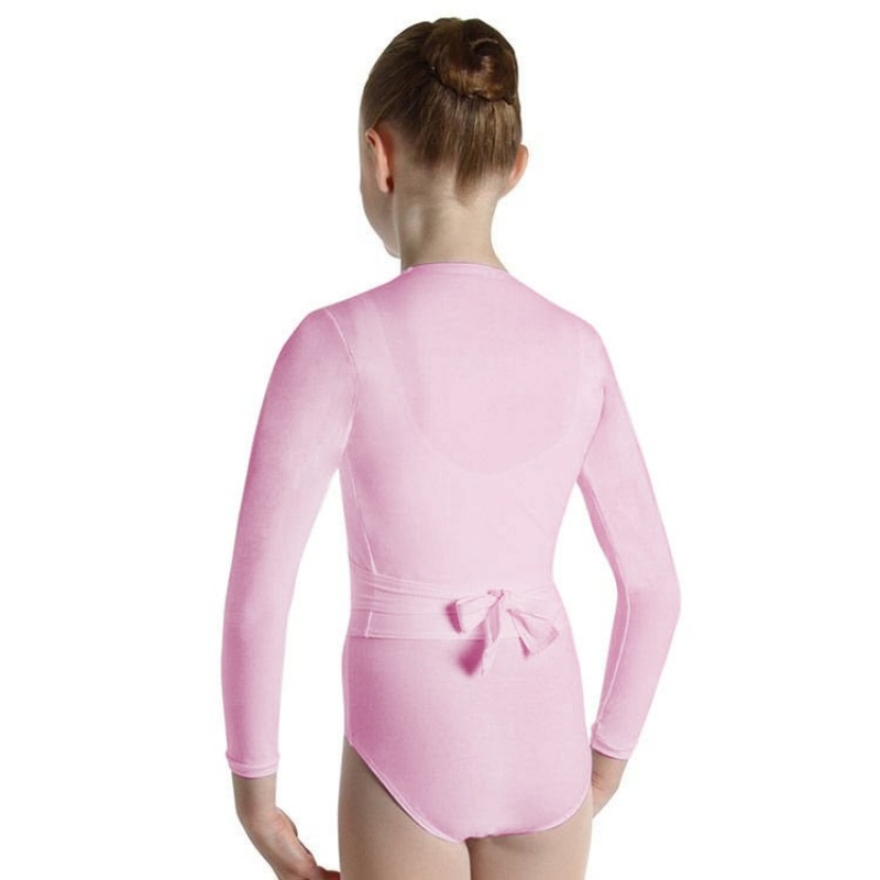 Tops Bloch Overture Crossover Long Sleeve Wrap Niños Rosas | QCLWA75946