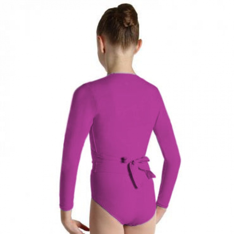 Tops Bloch Overture Crossover Long Sleeve Wrap Niños Berry | CLQAV72436