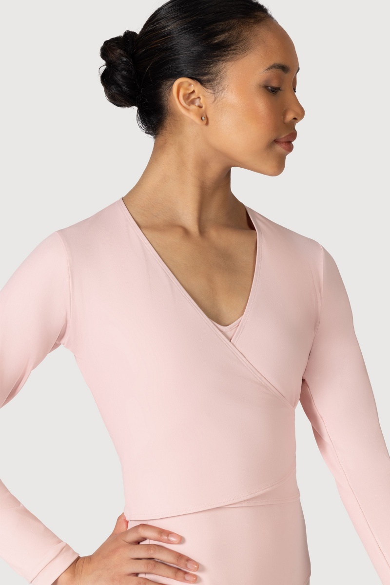 Tops Bloch Overture Crossover Long Sleeve Wrap Mujer Rosas | CLQAV75490