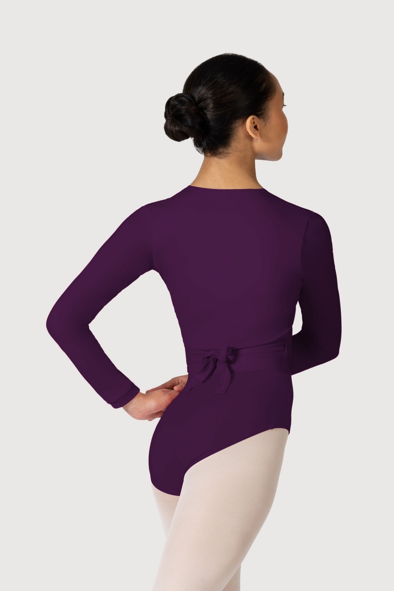 Tops Bloch Overture Crossover Long Sleeve Wrap Mujer Plum | MCLHR51604