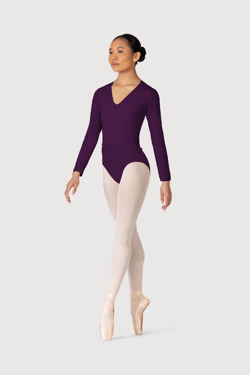 Tops Bloch Overture Crossover Long Sleeve Wrap Mujer Plum | MCLHR51604