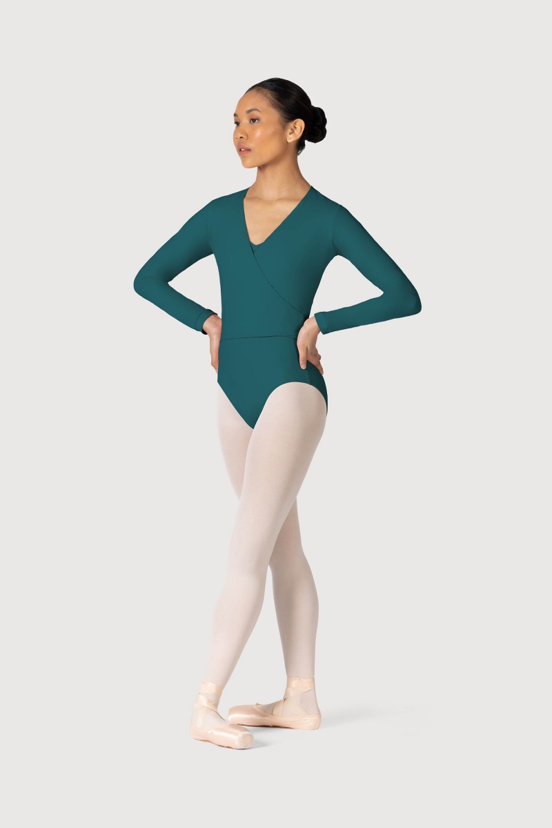 Tops Bloch Overture Crossover Long Sleeve Wrap Mujer Kingfisher | UCLND36411