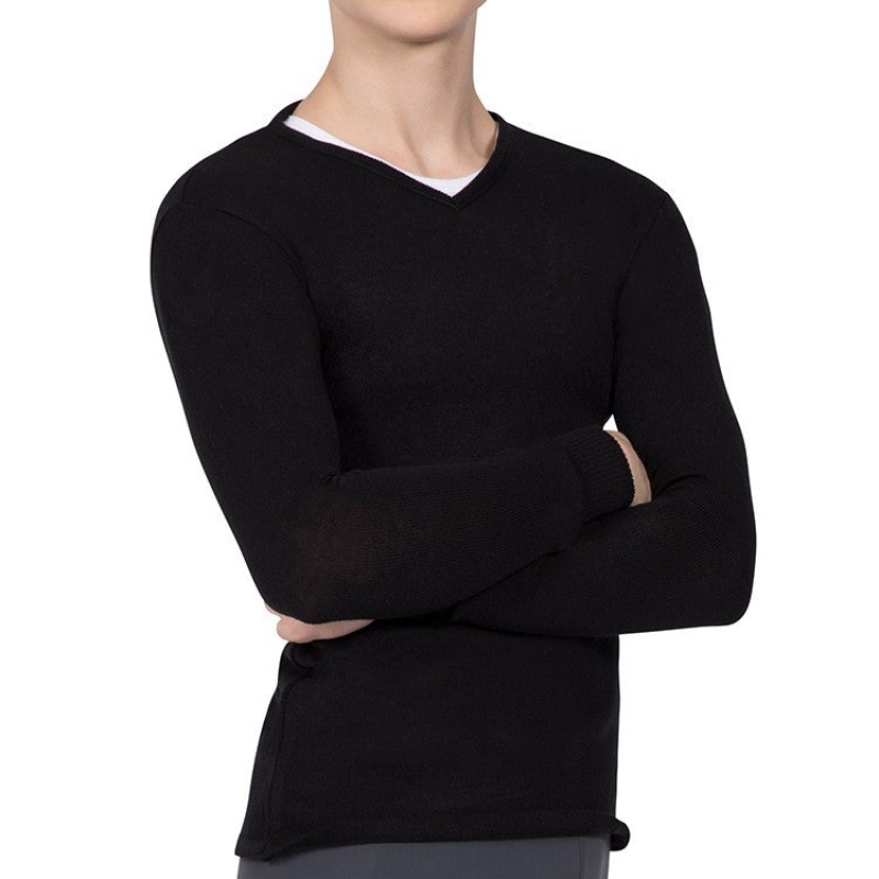 Tops Bloch Vancouver V Neck Long Sleeve De Punto Hombre Negras | CLNEJ58477