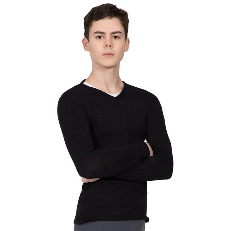 Tops Bloch Vancouver V Neck Long Sleeve De Punto Hombre Negras | CLNEJ58477